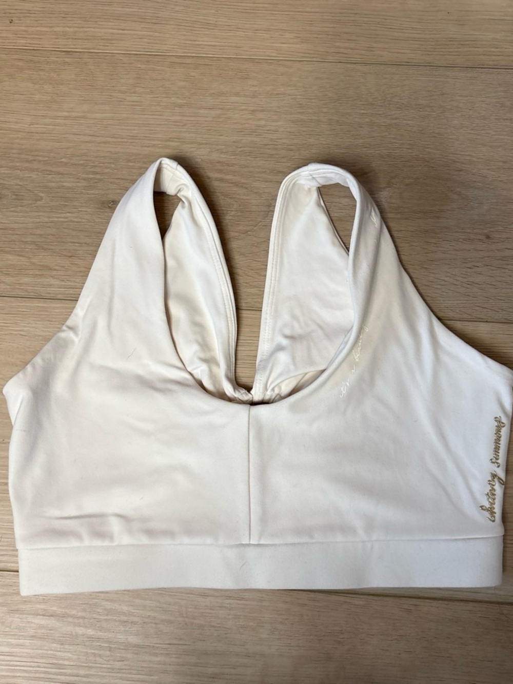 Cream gymshark x Whitney Simmons collab sports bra